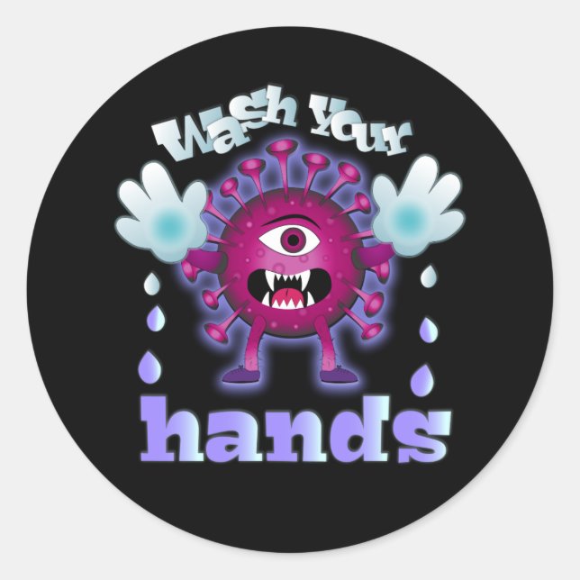 Sticker Rond Lave-toi les mains (Devant)