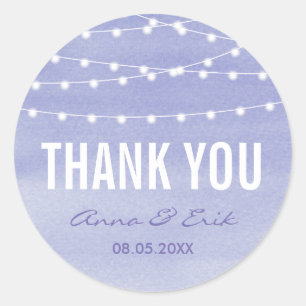 Sticker Rond Lavender Aquarelle Chaîne Lumières Merci