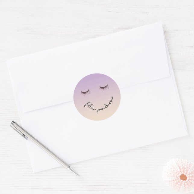 Sticker Rond Lavender Cream Eyelashes (Enveloppe)