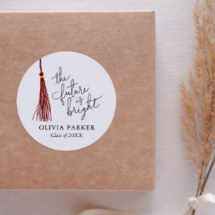 Sticker Rond L'Avenir Est Un Beau Maroon Tassel