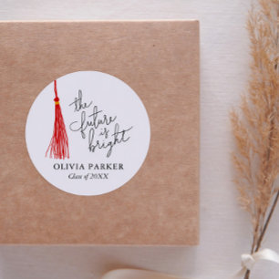 Sticker Rond L'Avenir Est Un Bon Graduation Red Tassel