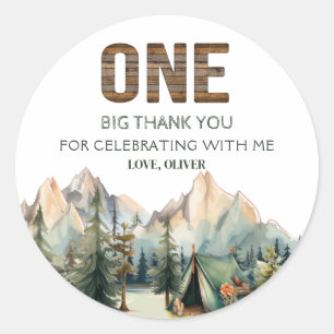 Sticker Rond L'aventure Attend Joyeux Campeur Merci Anniversair