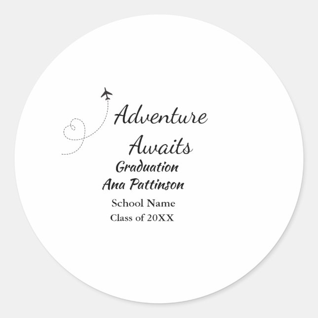 Sticker Rond L'aventure attend le diplôme ajouter le nom année  (Devant)