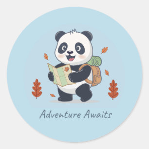 Sticker Rond L'aventure Attend Panda