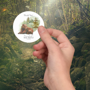 Sticker Rond L'aventure commence Ours rustiques Merci