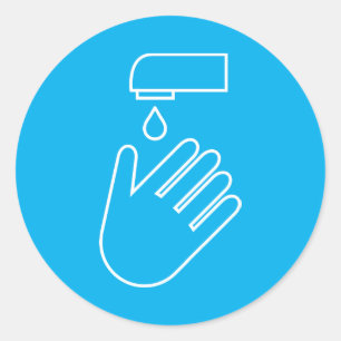 Sticker Rond Laver les mains Virus Covid19 Symbole hygiénique