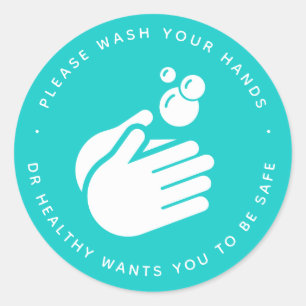 Sticker Rond Lavez-vous les mains - Lave-mains Coronavirus & Fl