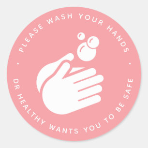 Sticker Rond Lavez-vous les mains - Lave-mains Docteur & Flu