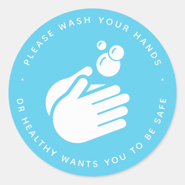Sticker Rond Lavez-vous les mains - Lave-mains Docteur Infirmiè (Devant)