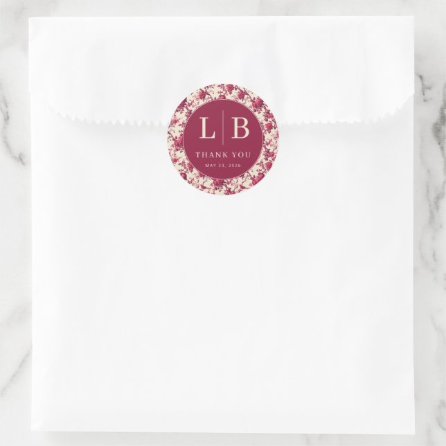 Sticker Rond Lavish Crimson Blooms Wedding (Sac)