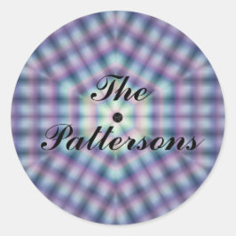 Sticker Rond LavishlyOn Customizab Pays Pink Blue Plaid Seal