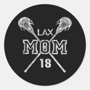 Sticker Rond Lax Maman #18 Lacrosse Maman Joueuse Numéro 18 Mèr