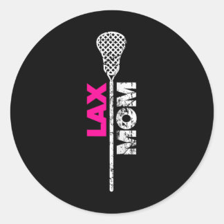 Sticker Rond Lax Mom Lacrosse rose Accent