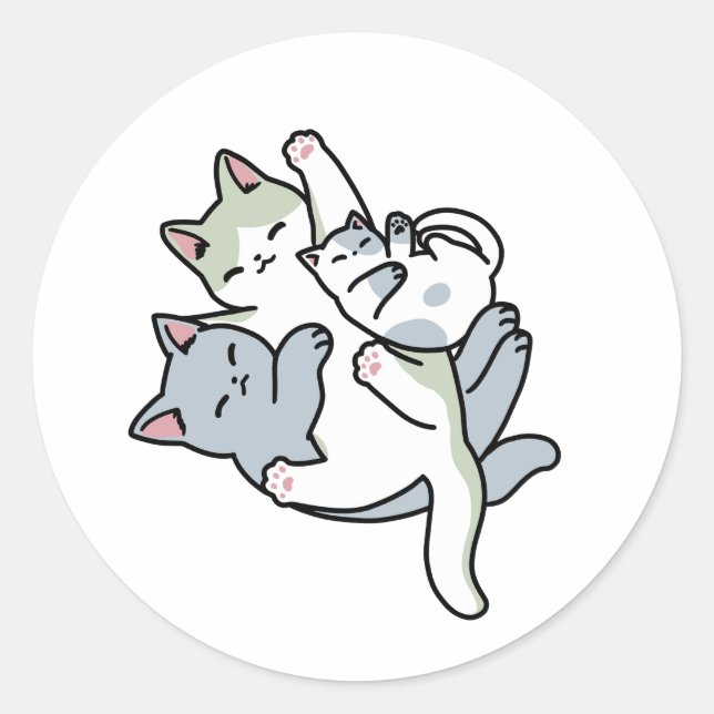 Sticker Rond Laze Furr Days - Cute Lazy Cats Design (Devant)