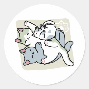Sticker Rond Laze Furr Days - Cute Lazy Cats Design