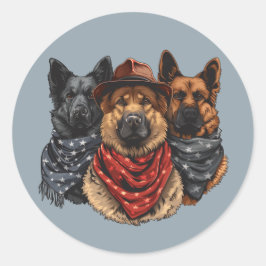 Sticker Rond Le 4 Juillet Chiens De Berger Allemands