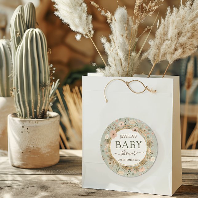 Sticker Rond Le Baby shower chic du désert (Let us take the prickles out of your baby shower planning with this “sand-tastic” desert chic theme.)