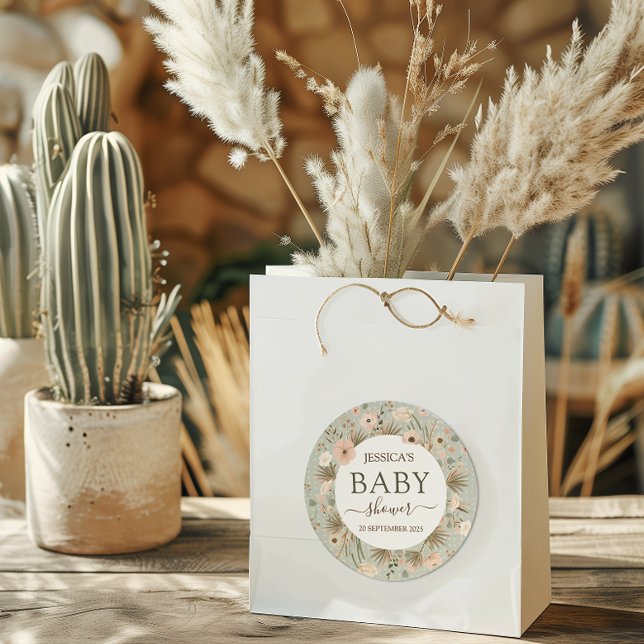 Sticker Rond Le Baby shower chic du désert (Let us take the prickles out of your baby shower planning with this “sand-tastic” desert chic theme.)