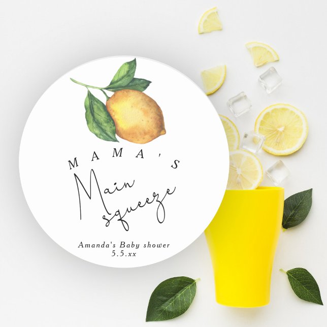 Sticker Rond Le baby shower de citron de la maman (Créateur téléchargé)