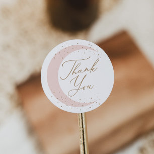 Sticker Rond Le Baby shower de la fille de la lune