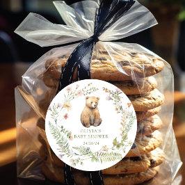 Sticker Rond Le Baby shower de l'Ours de la nature