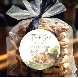 Sticker Rond Le Baby shower de l'Ours de la nature