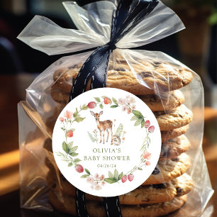 Sticker Rond Le Baby shower des cerfs de la nature