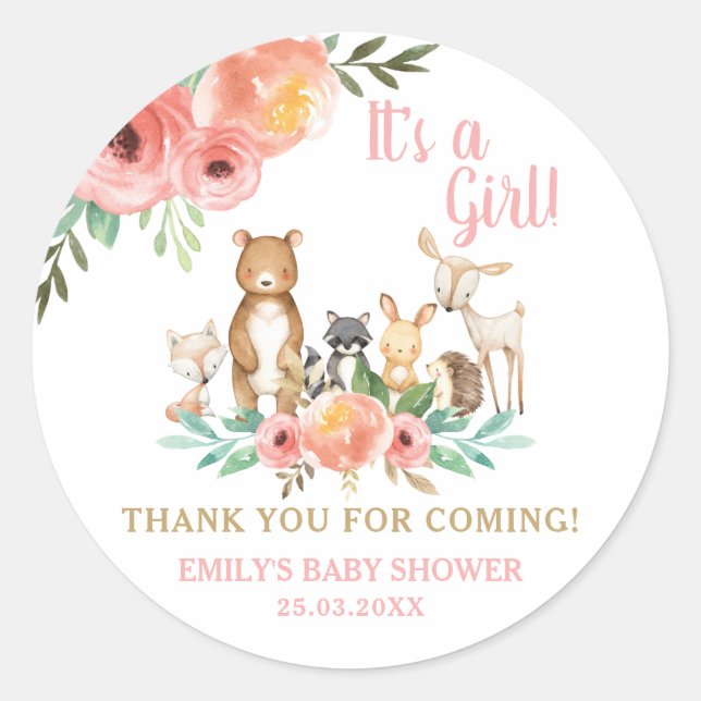 Sticker Rond Le Baby shower végétal de l'Merci Favorien (Devant)