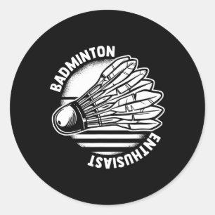 Sticker Rond Le Badminton Enthousiast Shuttle Badminton Racket