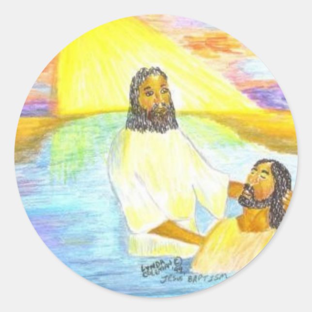 Sticker Rond Le baptême de Jésus (Devant)