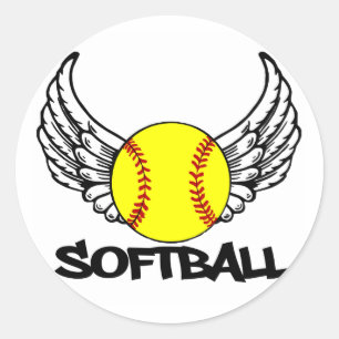 Sticker Rond Le base-ball avec des ailes