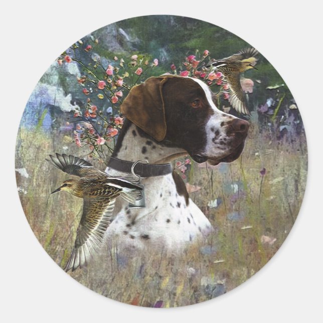 Sticker Rond Le beau pointeur dans le champ (Devant)