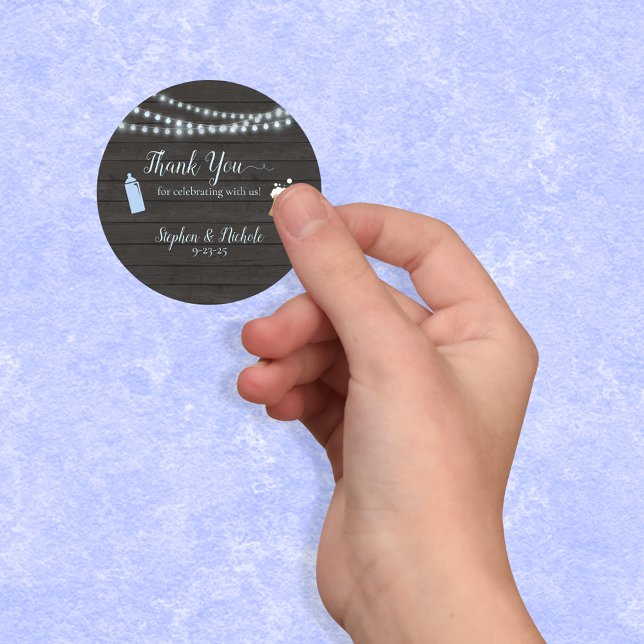 Sticker Rond Le bébé brasse du Merci de Baby shower bleu (Créateur téléchargé)