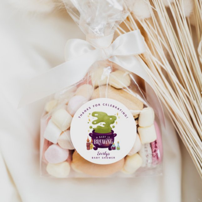 Sticker Rond Le bébé d'Halloween brasse le Baby shower de Cauld (Créateur téléchargé)