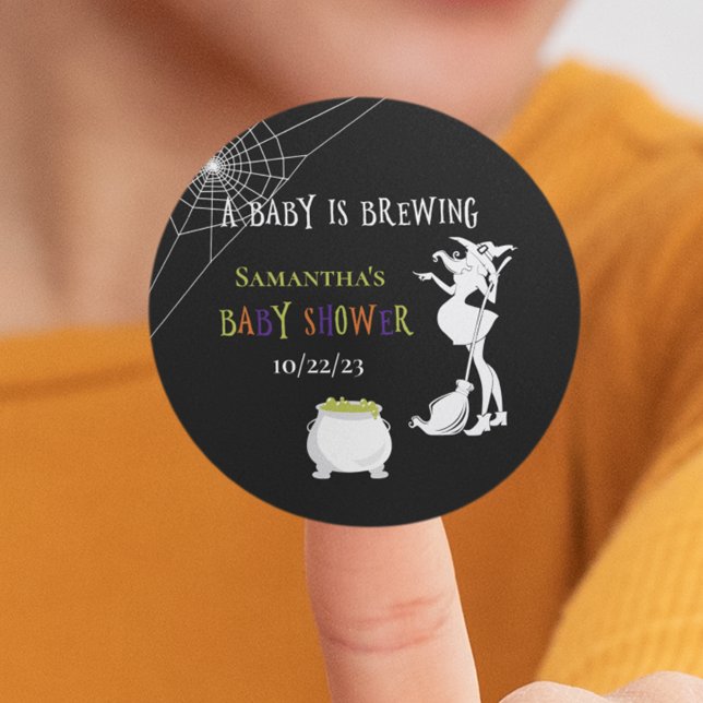 Sticker Rond Le bébé d'Halloween brasse le Baby shower sorcier (Créateur téléchargé)