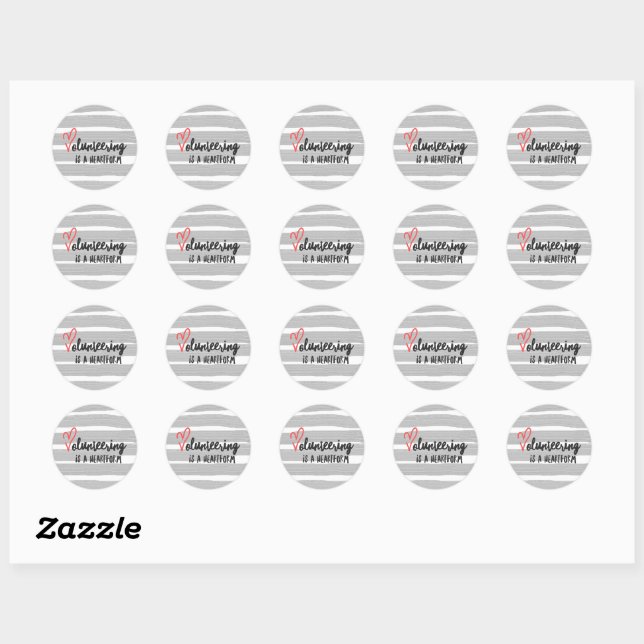 Sticker Rond le bénévolat est une forme de coeur (Feuille)