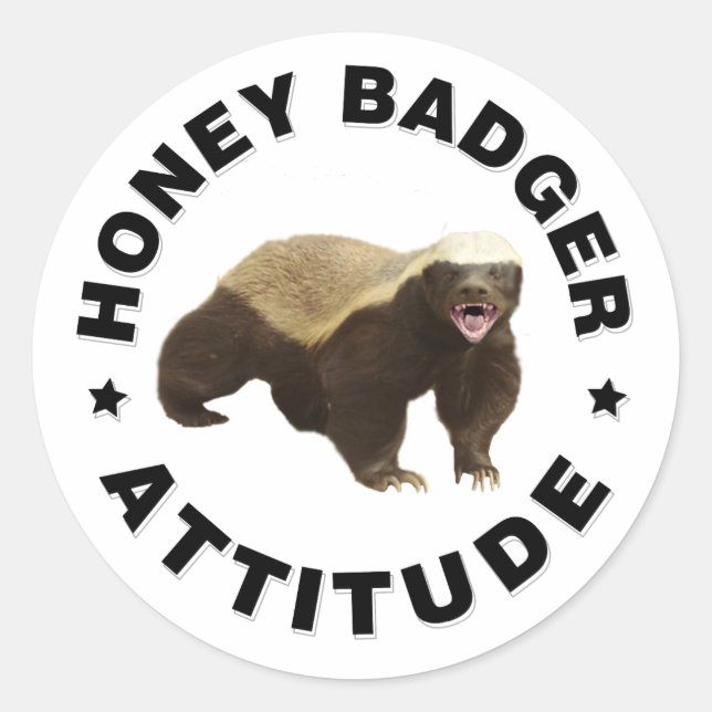 Sticker Rond Le blaireau de miel a une attitude (Devant)