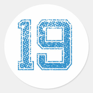 Sticker Rond Le bleu folâtre Jerzee le numéro 19