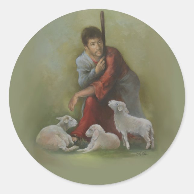 Sticker Rond Le bon chevalier berger (Devant)