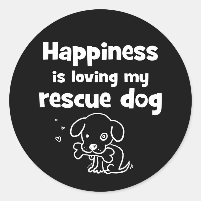 Sticker Rond Le Bonheur, c'est l'amour de mon chien Secourt (Devant)