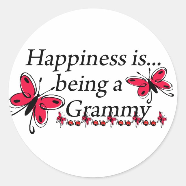 Sticker Rond Le Bonheur Est D'Être Un Grammy (Devant)