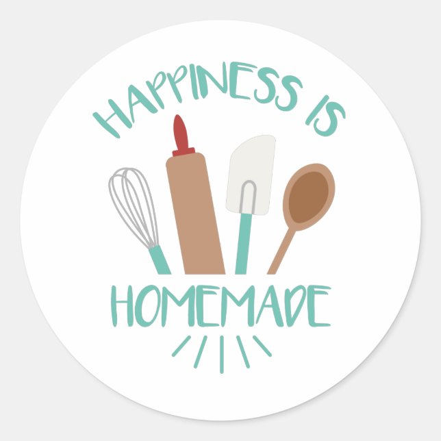 Sticker Rond Le bonheur est fait maison (Devant)