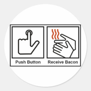 Sticker Rond Le bouton poussoir, reçoivent le lard
