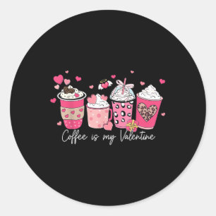 Sticker Rond Le Café Est Mon Coeur D'Amour Latte Valentin Pour 
