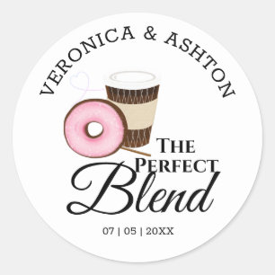 Sticker Rond Le café et beignet mélange parfait   Mariage