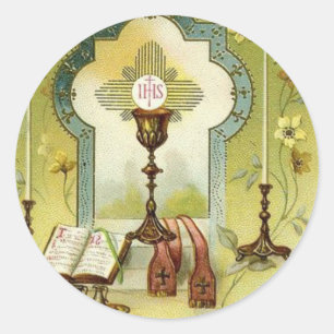 Sticker Rond Le calice vintage d'autel d'eucharistie mire le