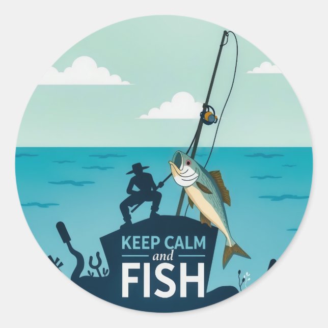 Sticker Rond Le calme et le poisson : la tranquillité dans la n (Devant)