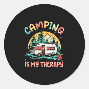 Sticker Rond Le camping est un camp de thérapie de feu de camp