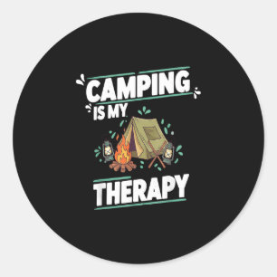 Sticker Rond Le camping est une thérapie pour les grands espace