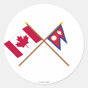 Sticker Rond Le Canada et les drapeaux croisés par Népal